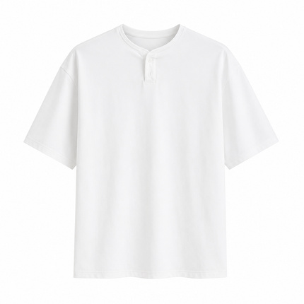 Henley T-skjorte til Herre – Kortermet Bomulls T-skjorte med Knapper