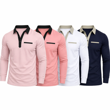 Langermet Polo für Herren – klassische Business-Casual-Kleidung mit Krage (Vår & Høst)
