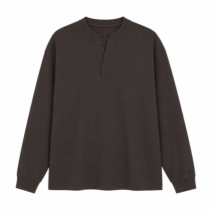 Langermet Henley T-skjorte til Herre – Fake Two-Piece & Japansk Minimalistisk Stil