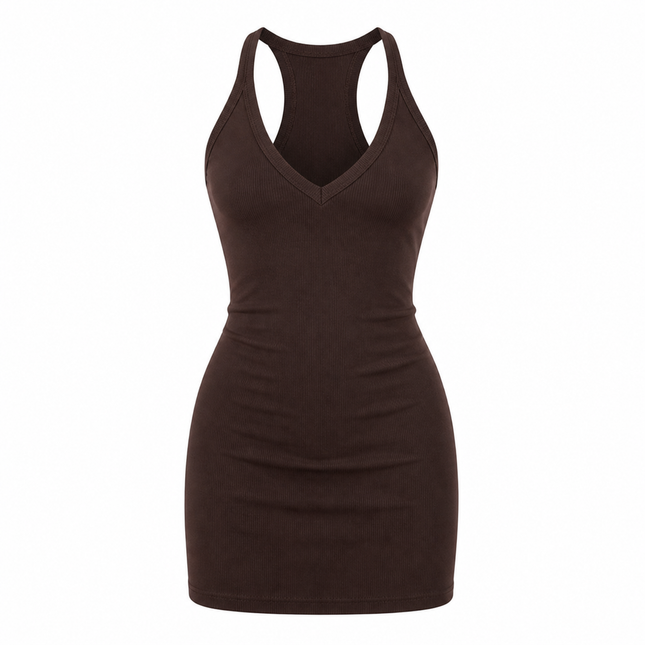 Bodycon Kjole til Dame – V-hals & Slim Fit Y2K Stil