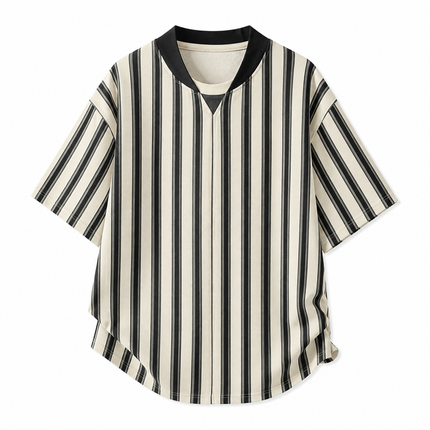 T-skjorte til Herre – Baseballkrage med Stripet Design