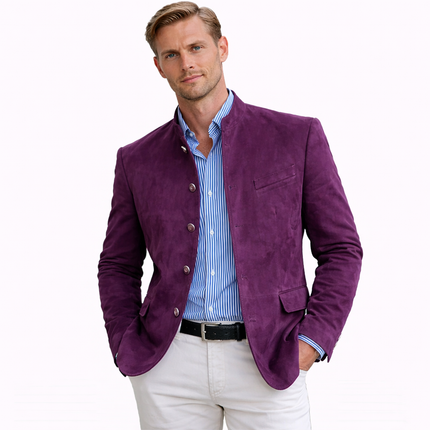 Retro Semsket Jakke for Menn – Kraftig Vintage-Inspirert Arbeidsjakke | Klassisk Blazerstil i Mykt Semsket Stoff