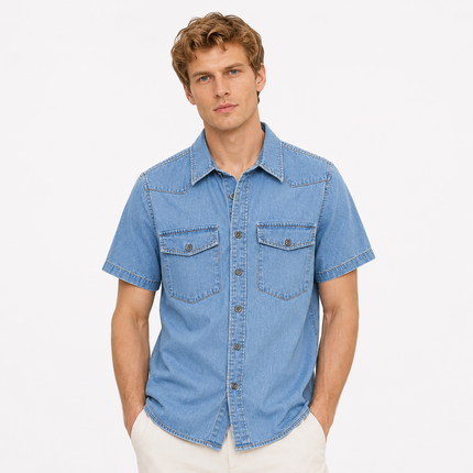 Kortermet Denimskjorte til Herre – Lett Workwear Sommertopp