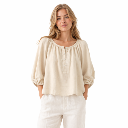 Hvit Bomullsbluse til Dame – 100% Muslin & Løs Passform