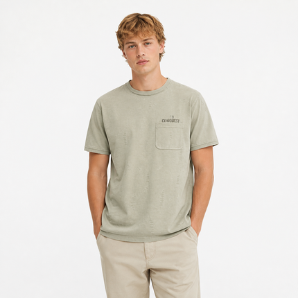 Workwear T-skjorte til Herre – Lett Sommerstil med Brystlomme og Print
