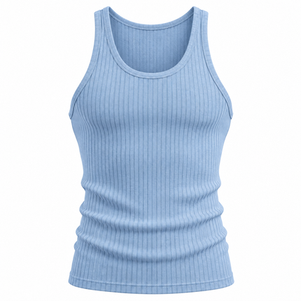 Stripet tanktop for menn med avslappet passform og elastisk kvalitet