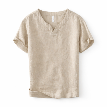 Premium Lin T-skjorte til Herre – 100% Lin, Kinesisk Inspirert & Pustende Sommerstil