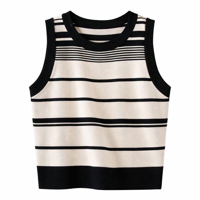 Strikket Stripet Camisole – Trendy Sommertopp uten Ermer