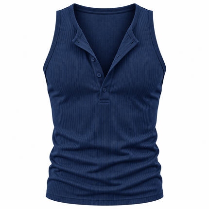 Ribbestrikket Henley-tanktop for menn