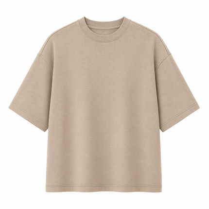 Grå T-skjorte til Herre – Kraftig Bomull, Løs Passform & Vintage Stil