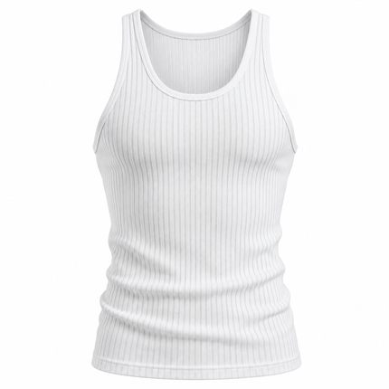 Stripet tanktop for menn med avslappet passform og elastisk kvalitet