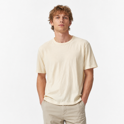 Bomulls T-skjorte Unisex – Minimalistisk Sommerstil i Naturlig Farge
