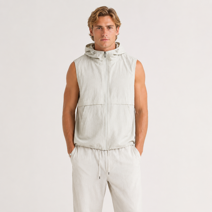 Ermeløs Vest med Hette til Herre – Casual Utility Vest for Fritid og Outdoor
