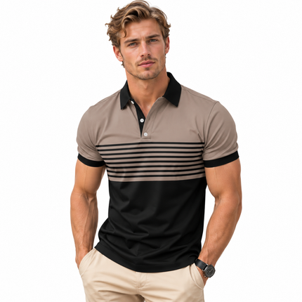 Stripet poloskjorte for menn med moderne print