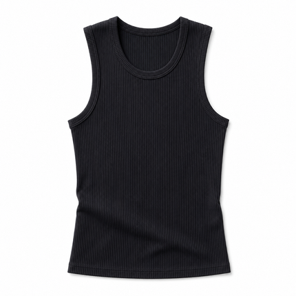 Ribbestrikket Muscle Fit Tanktop for Herre – Figurnær Ermeløs Treningstopp i Bomull