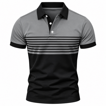 Stripet poloskjorte for menn med moderne print