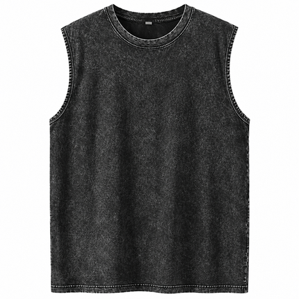 Ermeløs tanktop i vasket bomull med avslappet passform