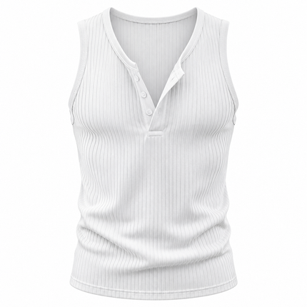 Ribbestrikket Henley-tanktop for menn med V-hals og figurnær passform