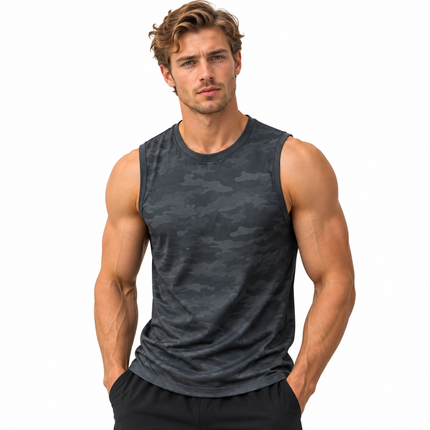 Kamuflasje tanktop med hurtigtørkende og pustende design