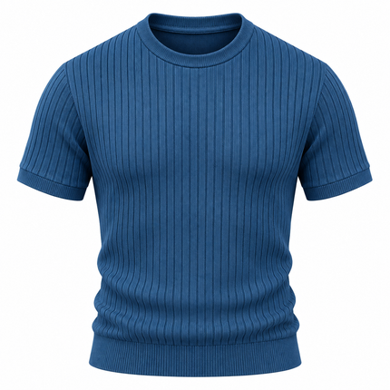 Ribbestrikket T-skjorte for menn med slim fit