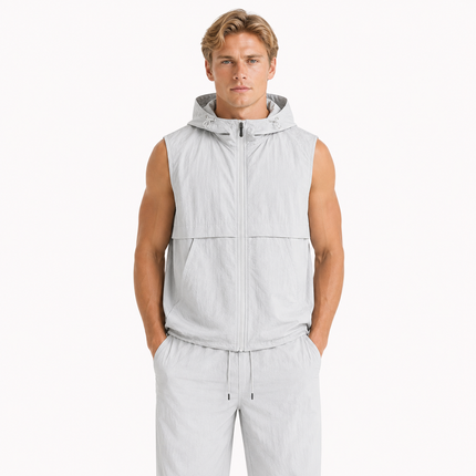 Ermeløs Vest med Hette til Herre – Casual Utility Vest for Fritid og Outdoor
