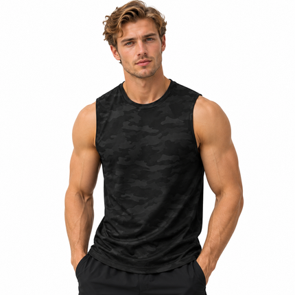 Kamuflasje tanktop med hurtigtørkende og pustende design