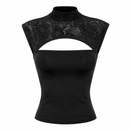 Blonde Crop Top til Dame | Ermeløs Topp med Utskjæringer og Ståkrage