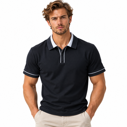 Kortermet poloskjorte for menn med color block-design