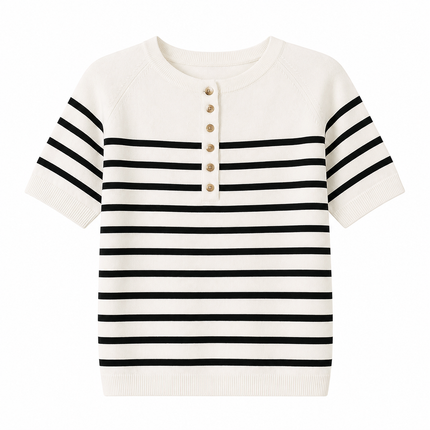Stripet Bomulls T-skjorte til Dame – 100% Bomull & Løs Sommerstil