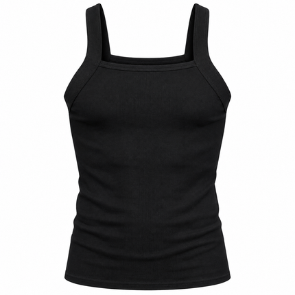 Ribbestrikket tanktop for menn i bomull med firkantet snitt og elastisk passform