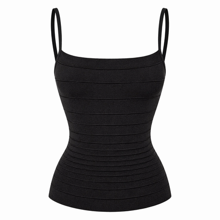 Stripet Singlet til Dame – Tettsittende Crop Topp med Elastisk Midje