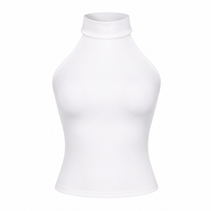 Elegant Halterneck Crop Top til Dame | Ryggløs Topp med Ståkrage