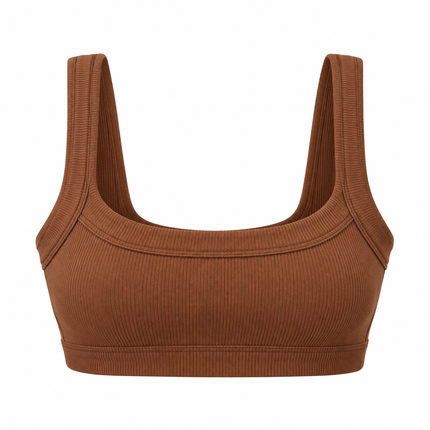 Hvit ribbestrikket tube crop top i bomull