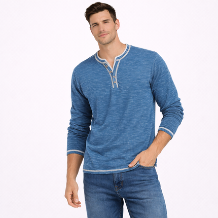 Langermet Herre T-skjorte med V-hals – Myk, Elastisk og Komfortabel til Høst og Vinter