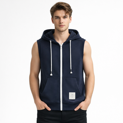 Ermeløs Hoodie til Herre med Glidelås – Oversized Streetwear Vest