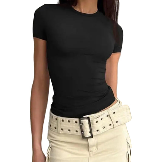 Kortermet Slim Fit Crop Topp – Basic & Trendy T-skjorte for Dame