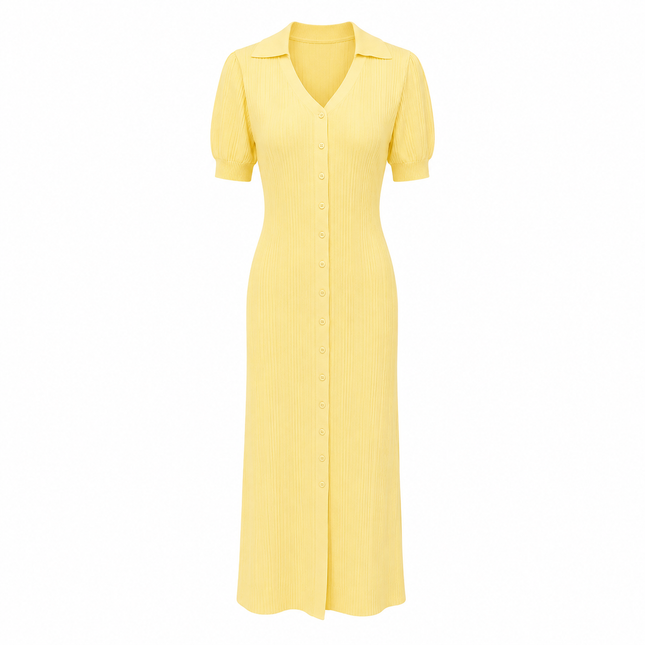 Strikket Maxikjole med Cardigan-look – Elegant Lang Kjole for Dame