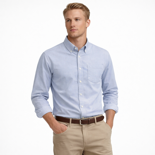 Klassisk Oxford-skjorte for Menn – Regular Fit i Ensfarget Design | Smart Casual Skjorte til Høst 2025