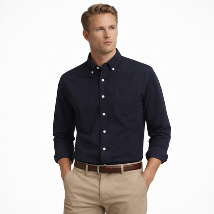 Klassisk Oxford-skjorte for Menn – Regular Fit i Ensfarget Design | Smart Casual Skjorte til Høst 2025