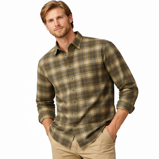 Klassisk Rutete Skjorte for Menn – 100% Bomull | Vintage Vasket Langermet Skjortejakke til Høst og Vår