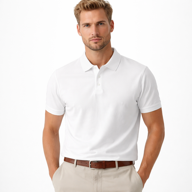 Retro Casual Polo T-skjorte til Herre – 100% Bomull, Kortermet Sommerstil