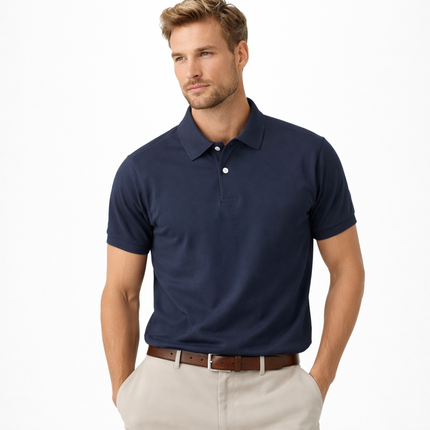 Retro Casual Polo T-skjorte til Herre – 100% Bomull, Kortermet Sommerstil