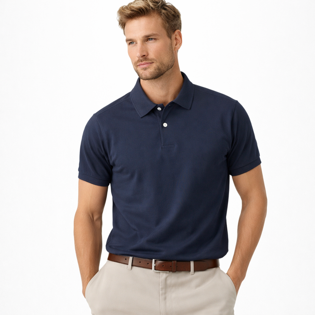 Retro Casual Polo T-skjorte til Herre – 100% Bomull, Kortermet Sommerstil