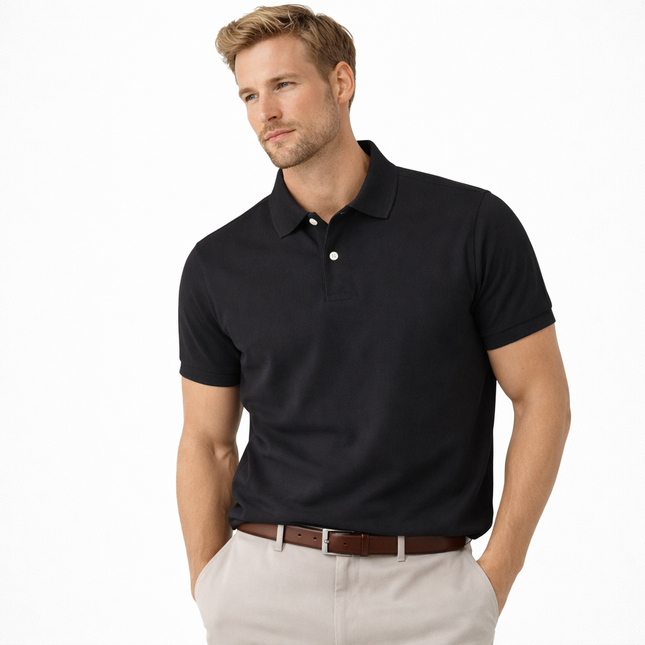 Retro Casual Polo T-skjorte til Herre – 100% Bomull, Kortermet Sommerstil