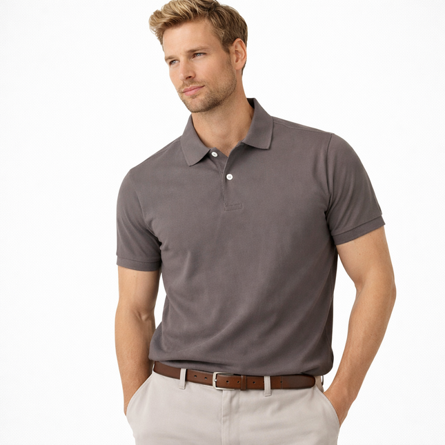 Retro Casual Polo T-skjorte til Herre – 100% Bomull, Kortermet Sommerstil