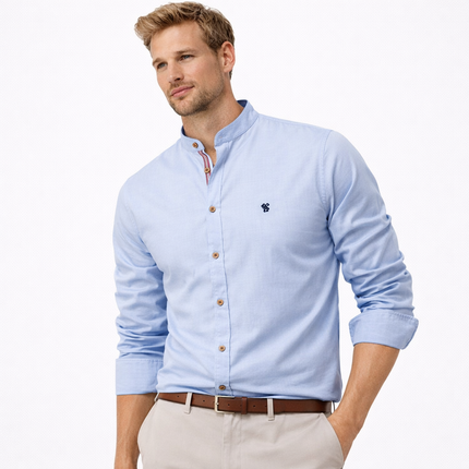 Klassisk Herreskjorte i 100% Bomull – Ensfarget, Langermet og Perfekt til Vår og Casual Business