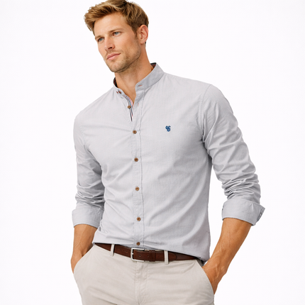 Klassisk Herreskjorte i 100% Bomull – Ensfarget, Langermet og Perfekt til Vår og Casual Business