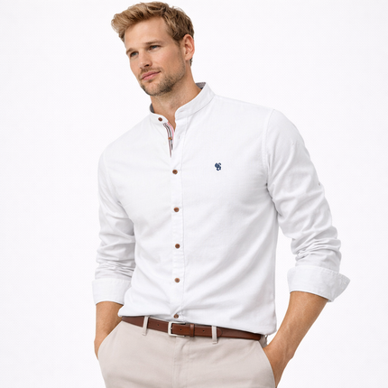 Klassisk Herreskjorte i 100% Bomull – Ensfarget, Langermet og Perfekt til Vår og Casual Business