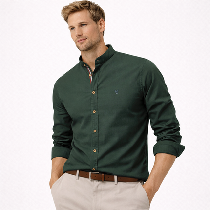 Klassisk Herreskjorte i 100% Bomull – Ensfarget, Langermet og Perfekt til Vår og Casual Business