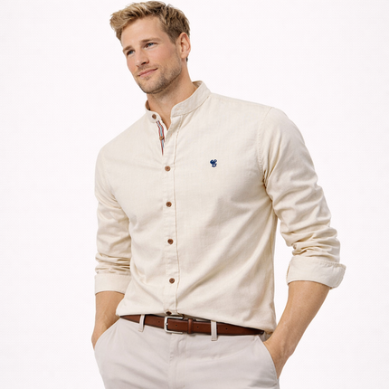 Klassisk Herreskjorte i 100% Bomull – Ensfarget, Langermet og Perfekt til Vår og Casual Business